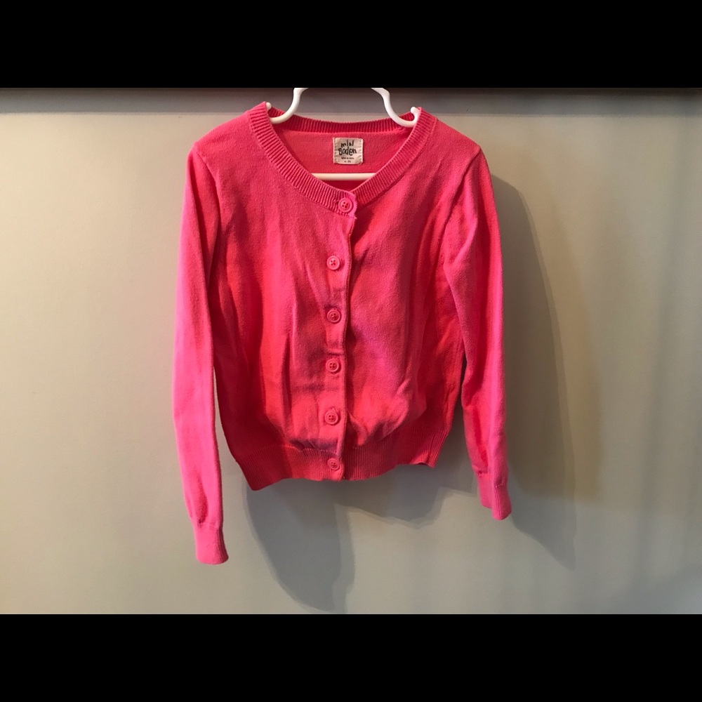 Mini Boden size 4-5 Y pink cardigan sweater, 100% cotton VGUC